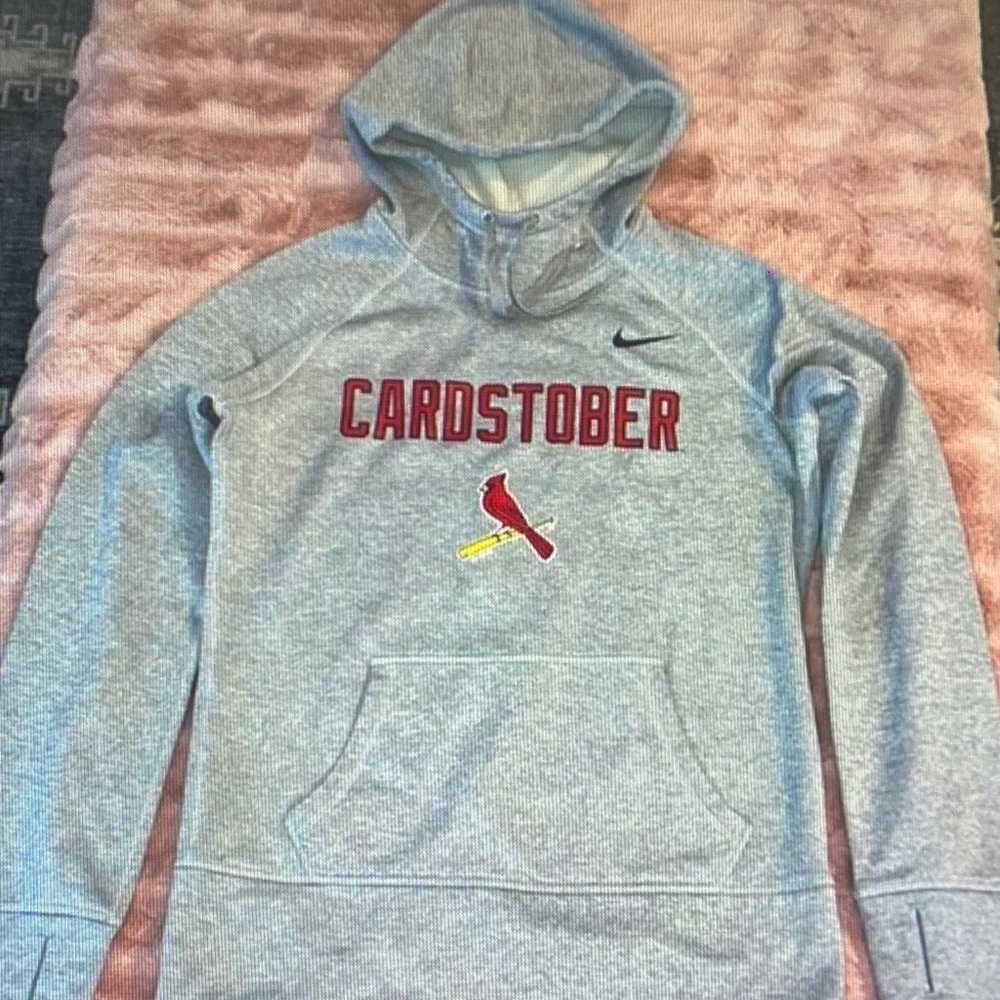 Nike Gray Men's Sweater with Red and Yellow Accents